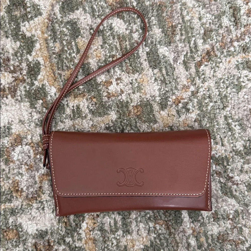 Celine Triomphe 55MM Geometric Havana Brown Sunglasses - Picture 3 of 7